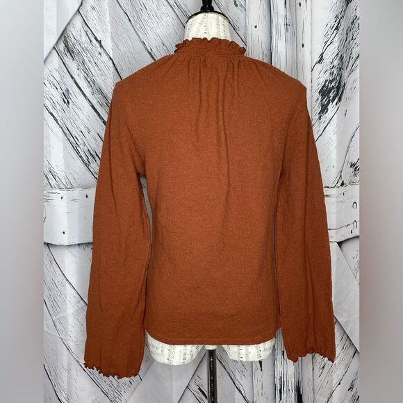 Madewell Texture & Thread Rust Color Top Smock Neckline L - Picture 3 of 6